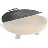 BBQ-Toro Piastra grill in acciaio al carbonio per braciere da 60 cm di diametro, semicircolare con manico, colore grigio, accessorio per braciere, braciere