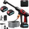 Hondony Pulitore ad alta pressione Ugello Max 80 Bar 1160 PSI Mobile Pulitore ad alta pressione senza fili con 2 batterie e ugello regolabile 6 in 1 per auto