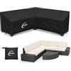 Kipiea Coperture per mobili da giardino a forma di V Impermeabili, Copertura per divano angolare da esterno 420D Tessuto Oxford Antivento, Anti-UV, Resistenti agli Strappi - ( 250x250x85x78/61cm)