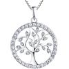YL Collana Albero Della Vita Argento 925 Pendente Gioielli con Zirconia Albero di Famiglia Idee Regalo per Donna, Catena 45+5cm