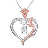 TINGN Collana da donna con ciondolo a forma di cuore, in oro bianco 14 carati, con ciondolo a forma di cuore, con lettere, per anniversario, festa della mamma, compleanno, per lei, donne, fidanzate,