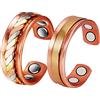YINOX 2 anelli magnetici in rame con 4 magneti per uomo antico, regolabile, sollievo dal dolore per l'artrite, rame