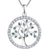YL Collana Albero Della Vita Argento 925 Pendente Gioielli con Zirconia Albero di Famiglia Idee Regalo per Donna, Catena 45+5cm