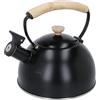 La Cafetière Bollitore La Cafetière da 1,6 l, con struttura in acciaio inox e manico in legno antiscottatura, sicuro per i piani di cottura a induzione, bollitore per acqua bollente, nero