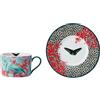 Mikasa x Sarah Arnett Tazza e piattino, set di tazze e piattini in porcellana, tazza unica da regalare, stampa a farfalla, 250 ml - Lavabile in lavastoviglie