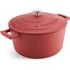 Master Class MasterClass Casseruola con coperchio, media 4L/24 cm, leggera in alluminio fuso, sicura per forno e piano cottura a induzione, rossa