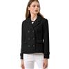 Allegra K - Cappotti eleganti da donna, con risvolto, doppio petto, corto, stile Caban, nero, taglia L