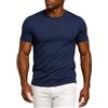 Leif Nelson Maglietta da uomo girocollo in 100% cotone Slim Fit, Blu, L