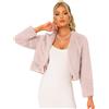 Allegra K Coprispalle da donna in pelliccia sintetica, rosa, M | Cappotto autunnale invernale, cappotto sfocato aperto sul davanti, maniche lunghe, formale, abito soffice da sera