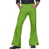 Generisch Pantaloni a zampa da uomo, stile vintage, svasato, a gamba larga, taglie grandi, stile anni '70, per il tempo libero, per uomo, gamba larga, carnevale, discoteca, tinta unita, O verde chiaro, XL