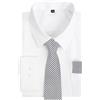 Alizeal Set camicia da uomo con cravatta e tasca quadrata, bianco e nero., S