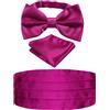 Alizeal Mens Satin Bow Tie, Cummerbund e Hanky Set (Magenta)