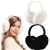 FSMILING 2 Pezzi Paraorecchie Invernali Da Donna Paraorecchie Regolabile In Peluche Copriorecchie Invernale Paraorecchie Caldo Freddo，Bianco Nero
