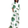Generic Abiti Estivi per Donna 2 Set di Lino in Cotone T-Shirt Oversize Pantaloni a Gamba Dritta Tuta Taglie Forti Abito Scozzese Donna