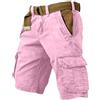 Zanisouta Pantaloncini cargo da uomo, pantaloni chino estivi, elasticizzati, grandi dimensioni, leggeri, in tessuto, per sport, rilassati, da trekking, campeggio, con tasche multiple, O rosa., XL