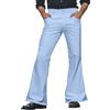 Generisch Pantaloni a zampa da uomo, stile vintage, svasato, a gamba larga, taglie grandi, stile anni '70, per il tempo libero, per uomo, gamba larga, carnevale, discoteca, tinta unita, O azzurro, XL