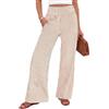 Xiaoliny Pantaloni Donna Estivi Righe Verticali Pantalone a Gamba Larga Vita Alta Elastica Leggero Elegante Pantaloni Palazzo con Tasche Casual Tuta Pantaloni Larghi da Tempo Libero Spiaggia Vacanze