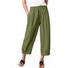 Eauptffy Pantaloni Pinocchietto Donna Estivi Pantaloni Lunghi Elastici in Lino di Cotone Tinta Unita Moda Donna Pantaloni da Spiaggia per Il Tempo Libero Pantaloni Corti Pantaloni 2024