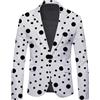 Generisch Blazer - Giacca da uomo con stampa a pois, 1 bottone, sportiva, classica, moderna, slim fit, per cena, balli di fine anno, bianco, XXL
