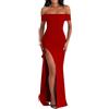 Generico Donna Ospite di Matrimonio da Formale Lungo con Volant E Spacco Senza Maniche Spalle Scoperte Elegante Abiti Eleganti Prom Dress Abito Cerimonia Vestiti Sera Vestidos De Mujer para