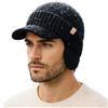 TOP-EX Berretto unisex impermeabile invernale 80% lana merino con visiera e paraorecchie, fodera calda in pile, ideale per il freddo e gli sport all'aria aperta, Medium-Large
