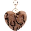 MVKZFE Portachiavi con pompon in finta pelliccia a forma di cuore, accessorio per borsa, soffice, portachiavi, zaino, ciondoli per donne e ragazze