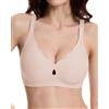 LEYSHE Reggiseno da donna senza ferretto Sexy Minimizer reggiseno con scollo a V senza ferretto senza cuciture bustino da donna imbottito senza cuciture, beige., XXL