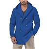Bauzuoyo Trench Cappotto corto da uomo cappotto corto con doppio petto per casual business autunno inverno giacca uomo cotone lunga, Blu, M