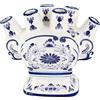 HOME-X Vaso da fiori in ceramica, con 6 boccioli, in ceramica, design tradizionale, bianco e blu