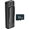 EWsdsfs Telecamera for pollice M6 indossabile 1080p HD for visione notturna a infrarossi magnetica ricaricabile con clip posteriore