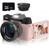 ZADCCS Videocamera, 16X 48MP Digital Camera Face Detect Videocamera Selfile 4K for la fotografia Vlog grandangolare Messa a fuoco automatica Webcam(NO TF CARD,NO LENS)