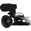 ZADCCS Videocamera, Videocamere digitali professionali 4K Blogger Live Cast Streaming Camcorder for UHD 18X Zoom Vlog Webcam Videoregistratore(No SD Card,With Microphone)