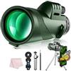 TRDEWR Telescopio Monoculare 80X100 Hd Zoom A Lungo Raggio 8000M Prisma Bak4 Con/senza Clip For Telefono Treppiede Caccia Campeggio Esterno Ingrandimento Nitido(Green With Tripod)
