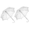 Tofficu 2 Pezzi Ombrello in Pizzo Bianco per Matrimonio e Fotografia | Accessorio Leggero, Uso Doppio, Struttura in Acciaio e Plastica, Stile Romantico ed Elegante