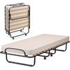 LIFEZEAL Letto Pieghevole, Letto per gli ospiti pieghevole in metallo, Singolo Pieghevole con Materasso in Memory Foam, Adulto Metallo su 4 Ruote (Beige, 190 x 80 x 33 cm)