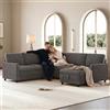 REXO Moderno divano letto angolare a forma di U con funzione letto, 220 x 274 x 85 cm, divano letto estensibile, tessuto a coste grosso, chaise longue con vano portaoggetti, grigio