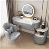 Generic Scrivania con specchio e cassetti, toletta per camera da letto con sedia, scrivania per il trucco, set moderno da trucco per ragazze e donne, toeletta in legno (grigio, 100 cm)