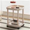 KEJIAWU Tavolino rotondo con rotelle, comodino in plastica, tavolino rotondo, con rotelle bloccabili, per soggiorno, camera da letto, balcone, terrazza (Color : Light brown)
