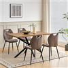 GrandCA HOME Set Tavolo e Sedie da Pranzo da 5 Pezzi,Tavolo Quadrato da 140cm,4 Sedia Imbottita in Lino,Adatto per Cucine,Sale da Pranzo e Soggiorni (colore del legno scuro+Marrone