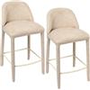 Duhome set 2 Sgabelli da Bar con Schienale e Pedaliera in Metallo Sgabello da Bar in Stile Moderno Realizzato in Tessuto Bouclé a Rivestimento Totale Portata Massima 129kg per Cucina Casa Bar, Beige