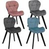 IDMarket - Set di 4 sedie ROBINE in velluto pastello nei colori blu, grigio chiaro, grigio scuro e rosa