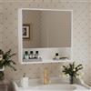 Msutree Armadietto Specchio da Bagno, Mobile a Parete con Ripiani Regolabili e Specchio HD, Armadio Contenitore Moderno Salvaspazio per Bagno (60x60cm)