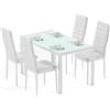 Bealife Set Tavolo e Sedie da Pranzo, 4 Sedie Confortevoli, Tavolo in Vetro Temperato, per Cucina, Stanza da Pranzo e Soggiorno (4 sedie, bianca)