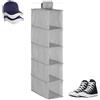 OCEANO Organizer da appendere Portaoggetti Armadio Mensole Armadietto spogliatoio Portatutto Pieghevole Salvaspazio Scaffale Cappello Calze Scarpe Intimo Asciugamani Accessori (Grigio, Portascarpe, 5)