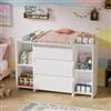 MSFE 2 in 1 Fasciatoio Neonato, Cassettone con Ripiano Fasciatoio Rimovibile, Fasciatoio Cassettiera con 3 Cassetti e 6 Scomparti Aperti, per Cameretta Camera da Letto 73x70x78 cm/113x32x70 cm,Bianco