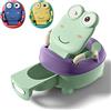 Froadp Vasini per Bambini da 0 a 6 Anni Baby Toilette WC con PU Sedile e Vasino Estensibile Gabinetto Trainer Portatile con Coperchio Rimovibile a Forma di Rana per Neonato (48.5cm, Verde)
