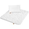 sleepling 197121 set per lettino bambini composto da piumino per tutto l'anno 100 x 135 cm e cuscino per bambini 40 x 60 cm, 100% microfibra, anallergico, bianco
