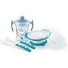 NUK Learn To Eat Set | Trainer Cup Tazza Biberon | Piattino E Cucchiaini Per La Pappa | 6+ Mesi | Senza Bpa | 4 Pezzi, color Safari (blu), 230 ml