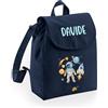 Caribu design Zainetto Bambino Bambina 100% Cotone Organico Personalizzato con Nome - Zaino Piccolo da Bimbo - Cartella Personalizzabile per Scuola Asilo Materna Sport Gite Viaggi 22x30x12 cm (Blu)