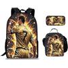 Generic CR-7 Set zaino scolastico con borsa pranzo e astuccio per ragazzi adolescenti(B)